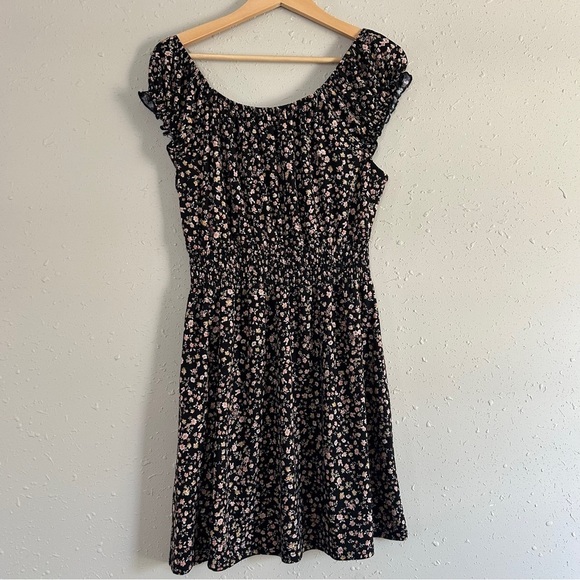 Ultra Flirt Black Floral Mini Dress Stretch Soft Comfy Spring Casual XL - Picture 4 of 4